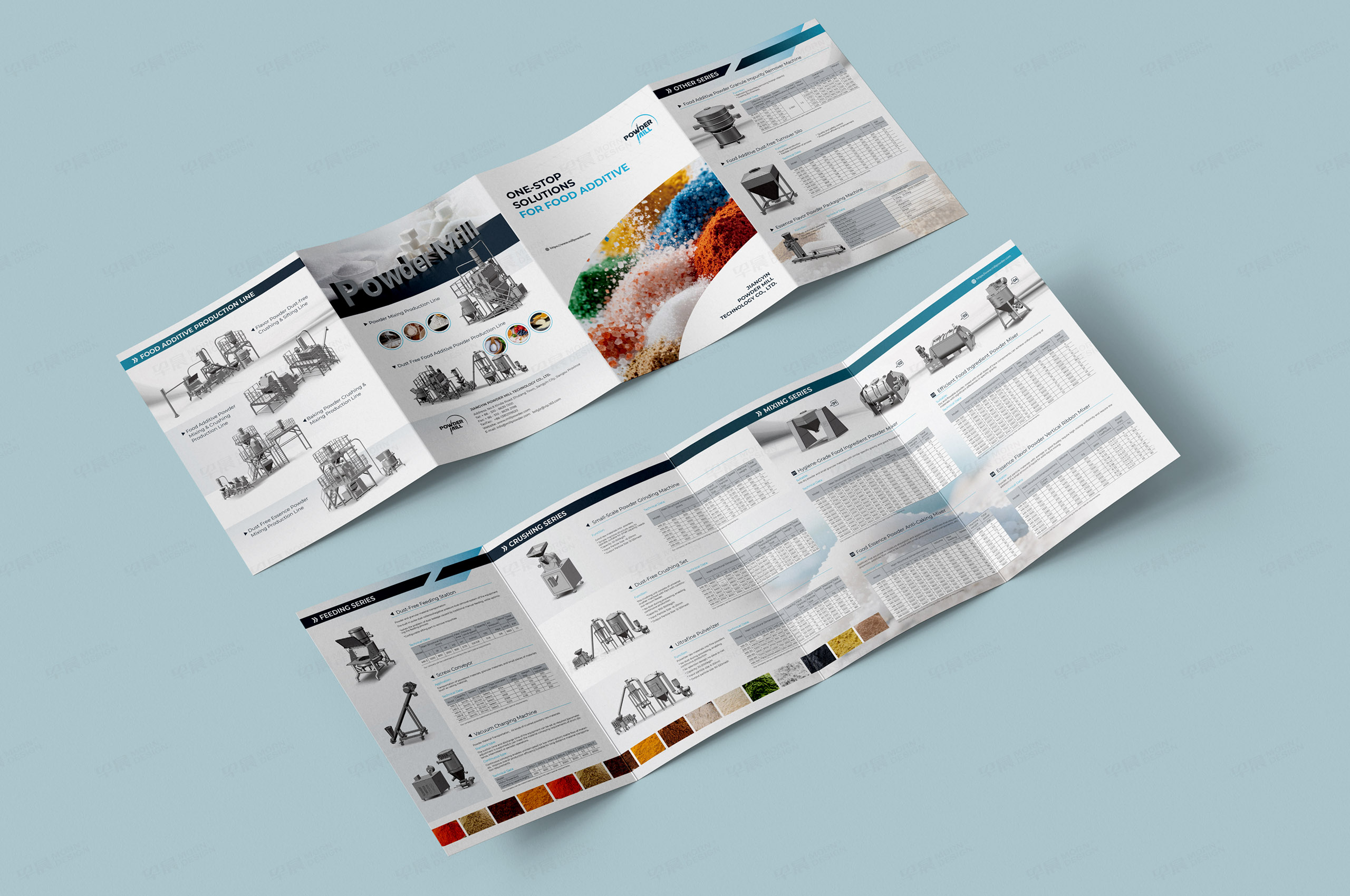 四折頁設計,宣傳頁設計,米爾Powder Mill,添加劑,破碎機,磨粉機,宣傳冊折頁設計,公司