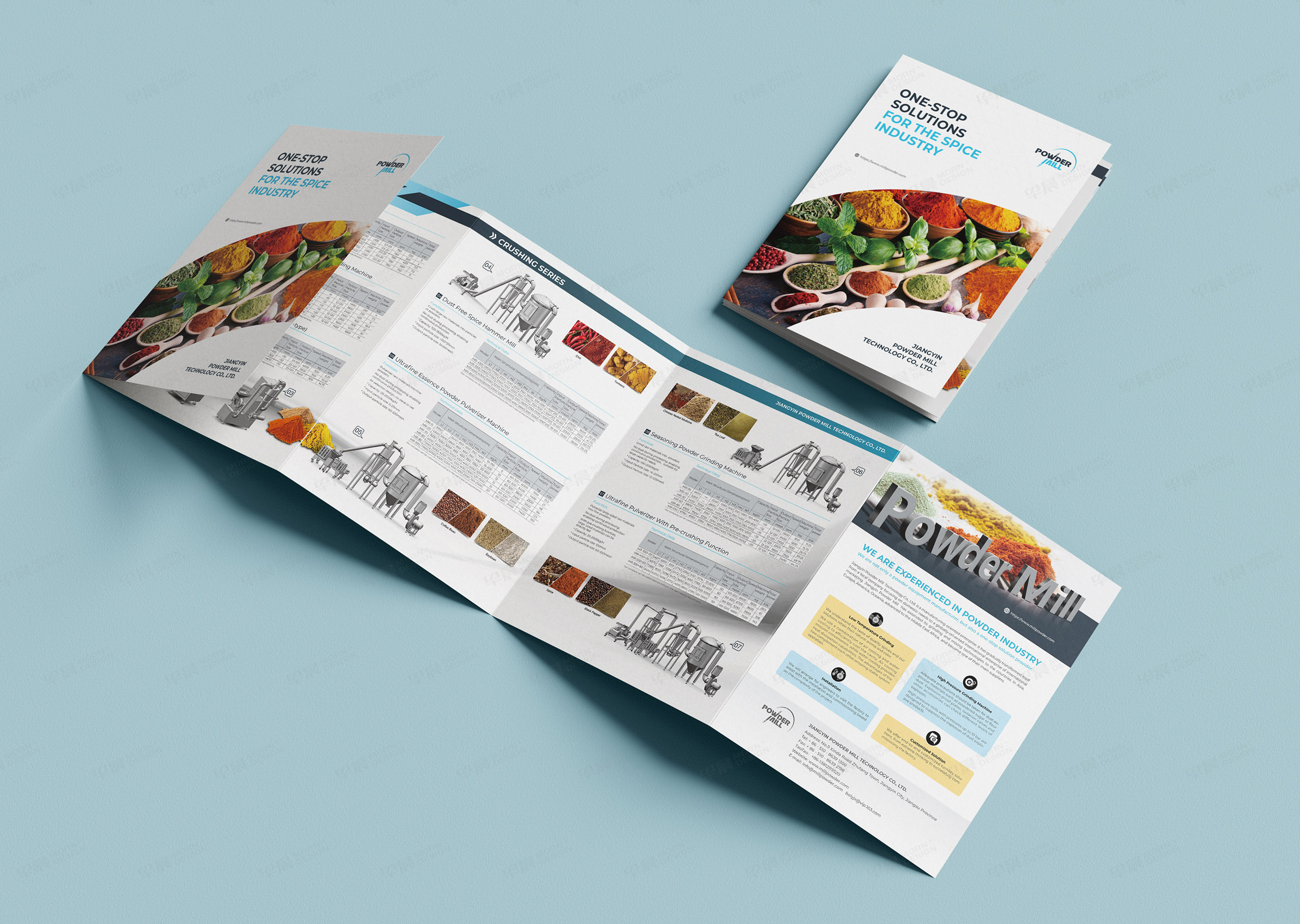 五折頁設(shè)計,宣傳折頁設(shè)計,米爾Powder Mill香料破碎磨粉機宣傳五折頁設(shè)計,蘇州,無錫,常州,南通,泰州,湖州,嘉興,折頁設(shè)計公司