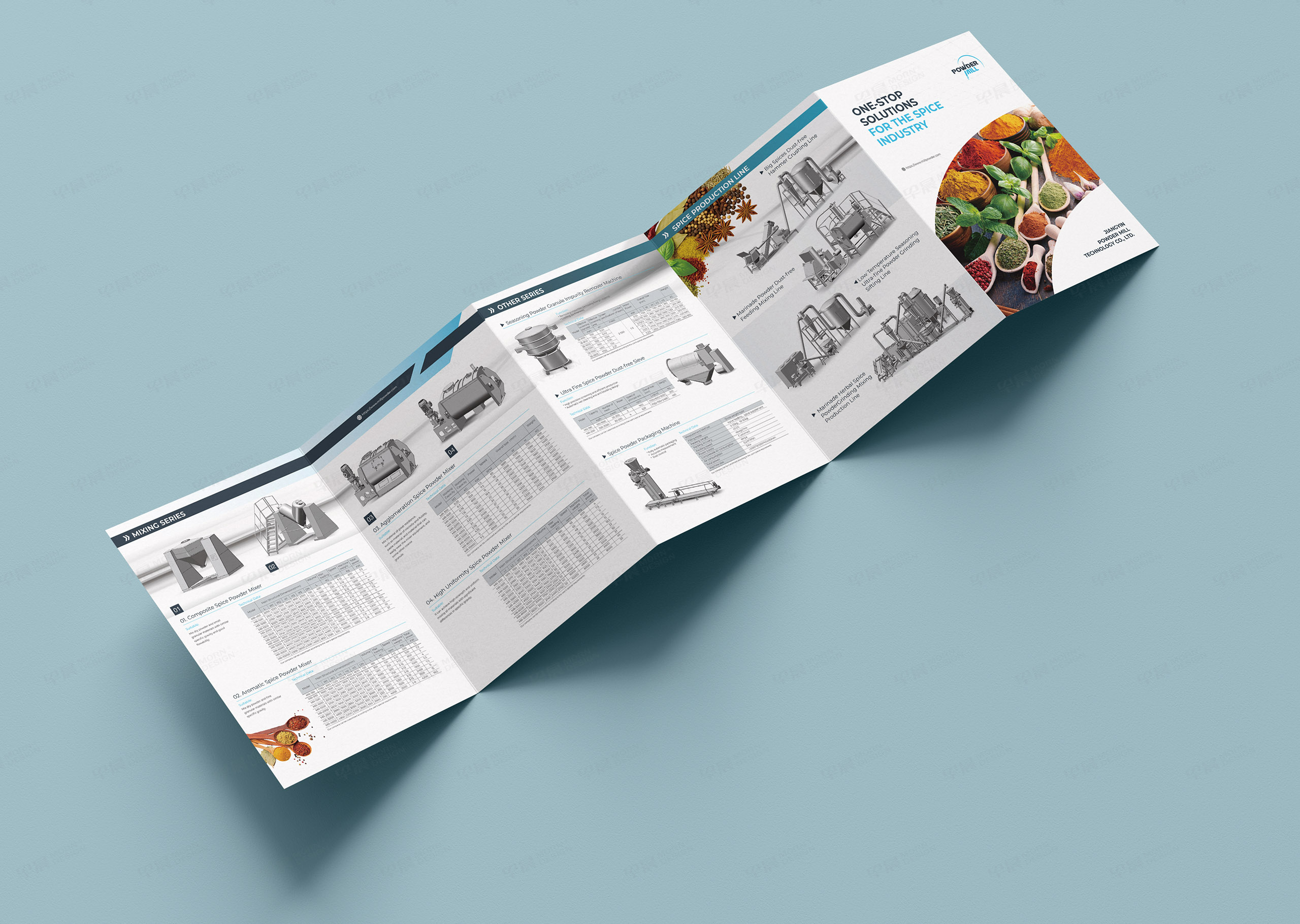 五折頁設(shè)計,宣傳折頁設(shè)計,米爾Powder Mill香料破碎磨粉機宣傳五折頁設(shè)計,蘇州,無錫,常州,南通,泰州,湖州,嘉興,折頁設(shè)計公司